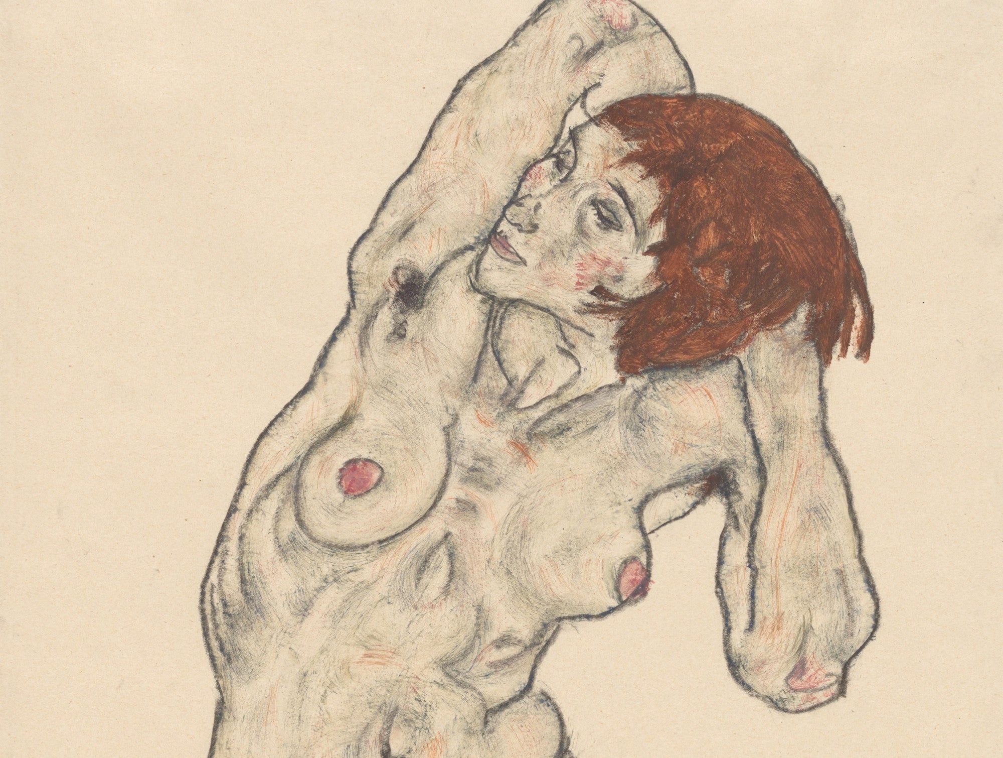 Nude in Black Stockings, Egon Schiele Fine Art Print