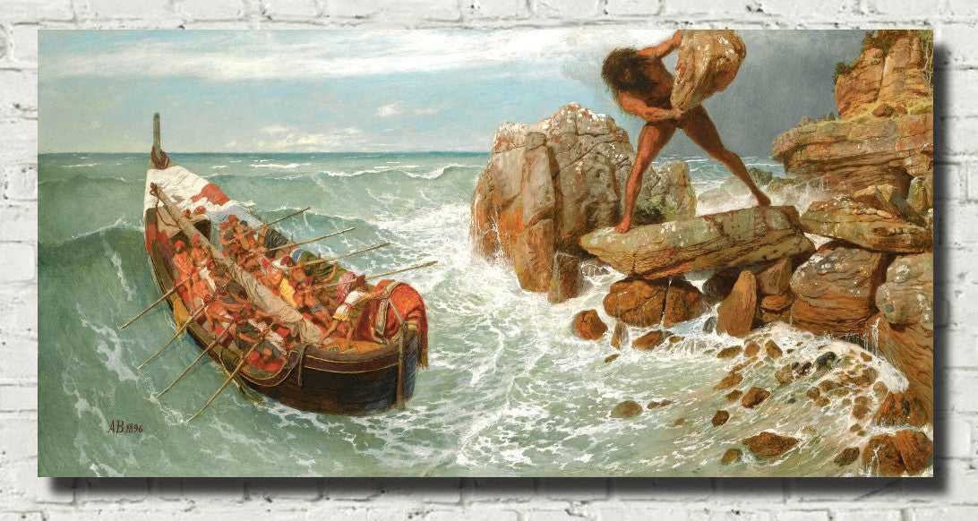 Odysseus and Polyphemus, Arnold Bocklin Fine Art Print