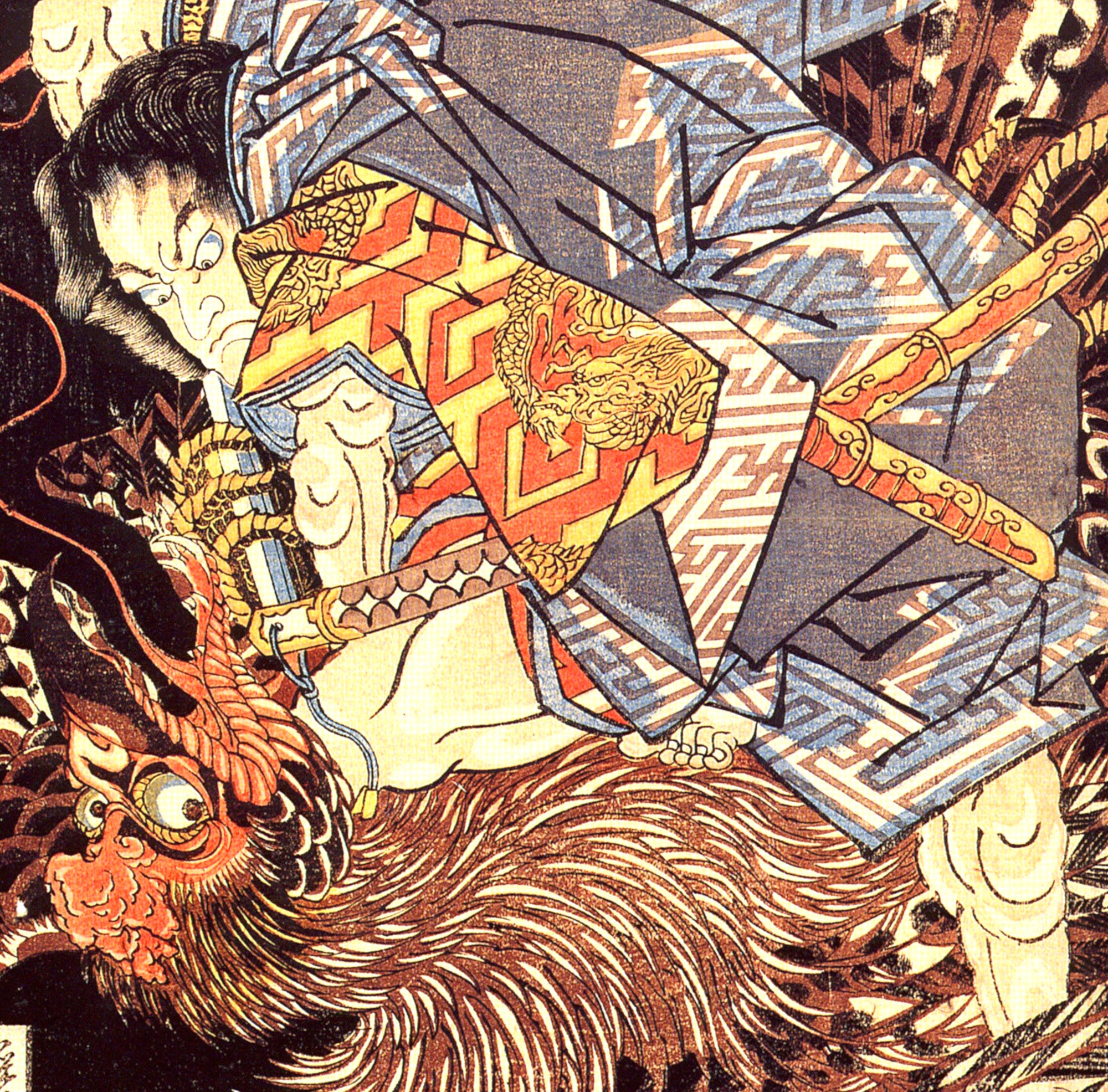 Utagawa Kuniyoshi, Japanese Fine Art Print, Oki no Jiro Hiroari killing a monstrous tengu