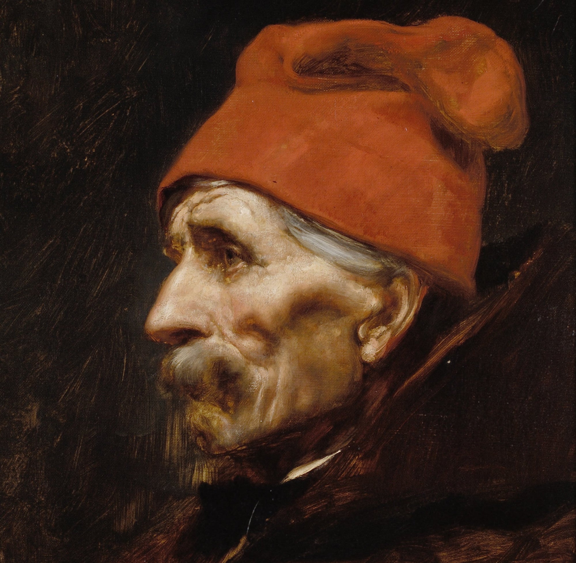 Nikolaos Gyzis Fine Art Print, Old man wearing a red fez