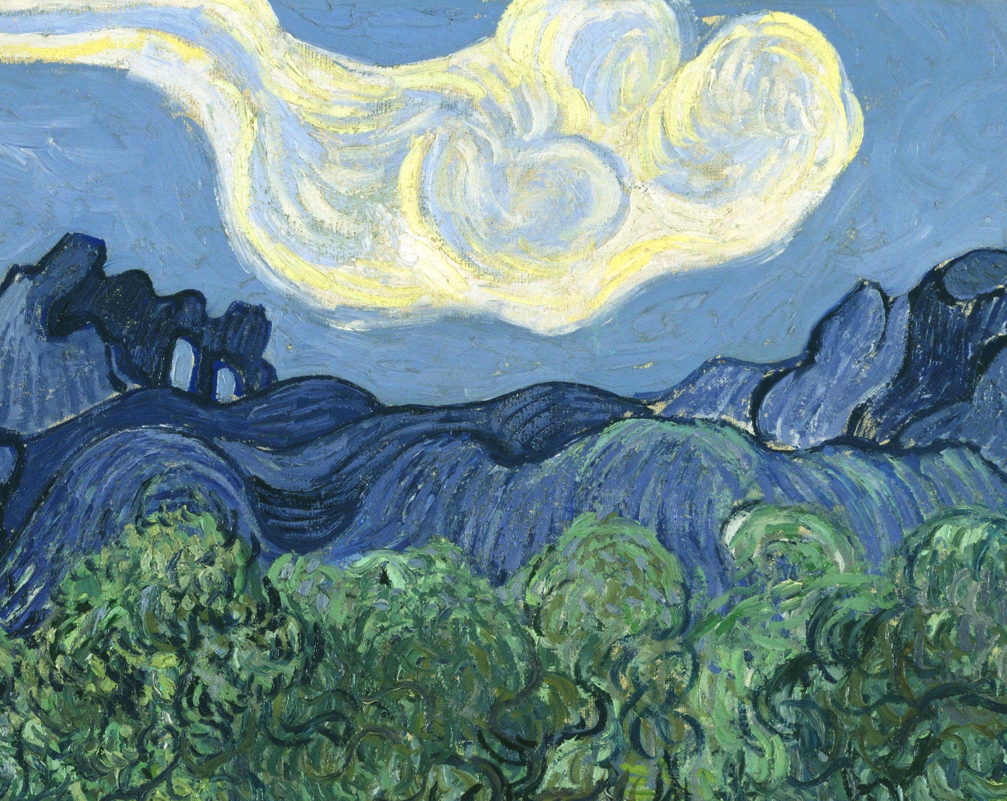 Vincent Van Gogh Fine Art Print, Olive Trees with the Alpilles in the Background