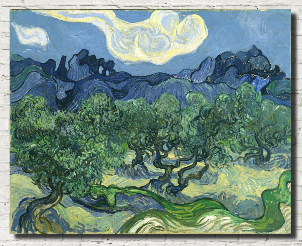 Vincent Van Gogh Fine Art Print, Olive Trees with the Alpilles in the Background