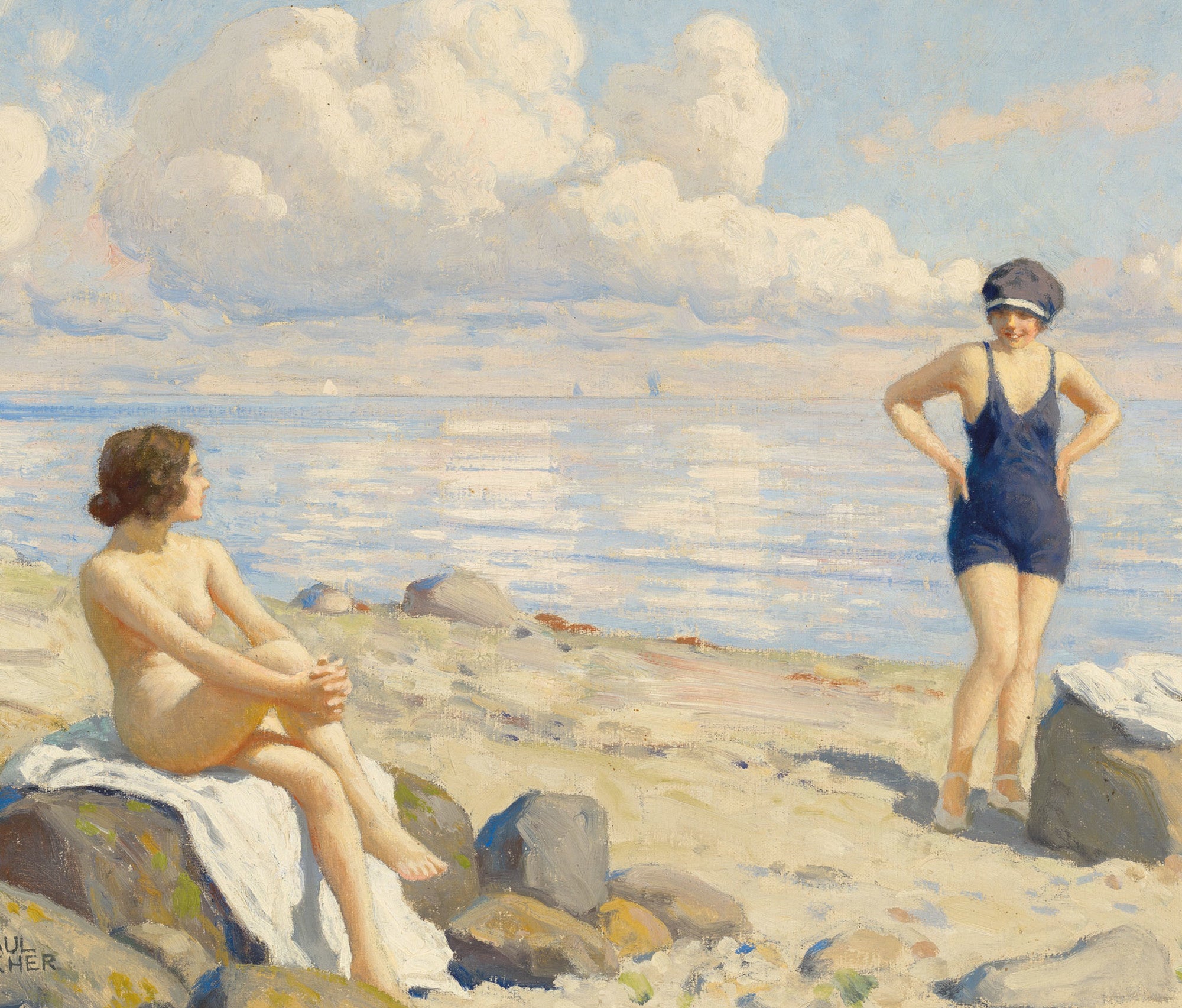 Paul Gustav Fischer Fine Art Print, On The Beach