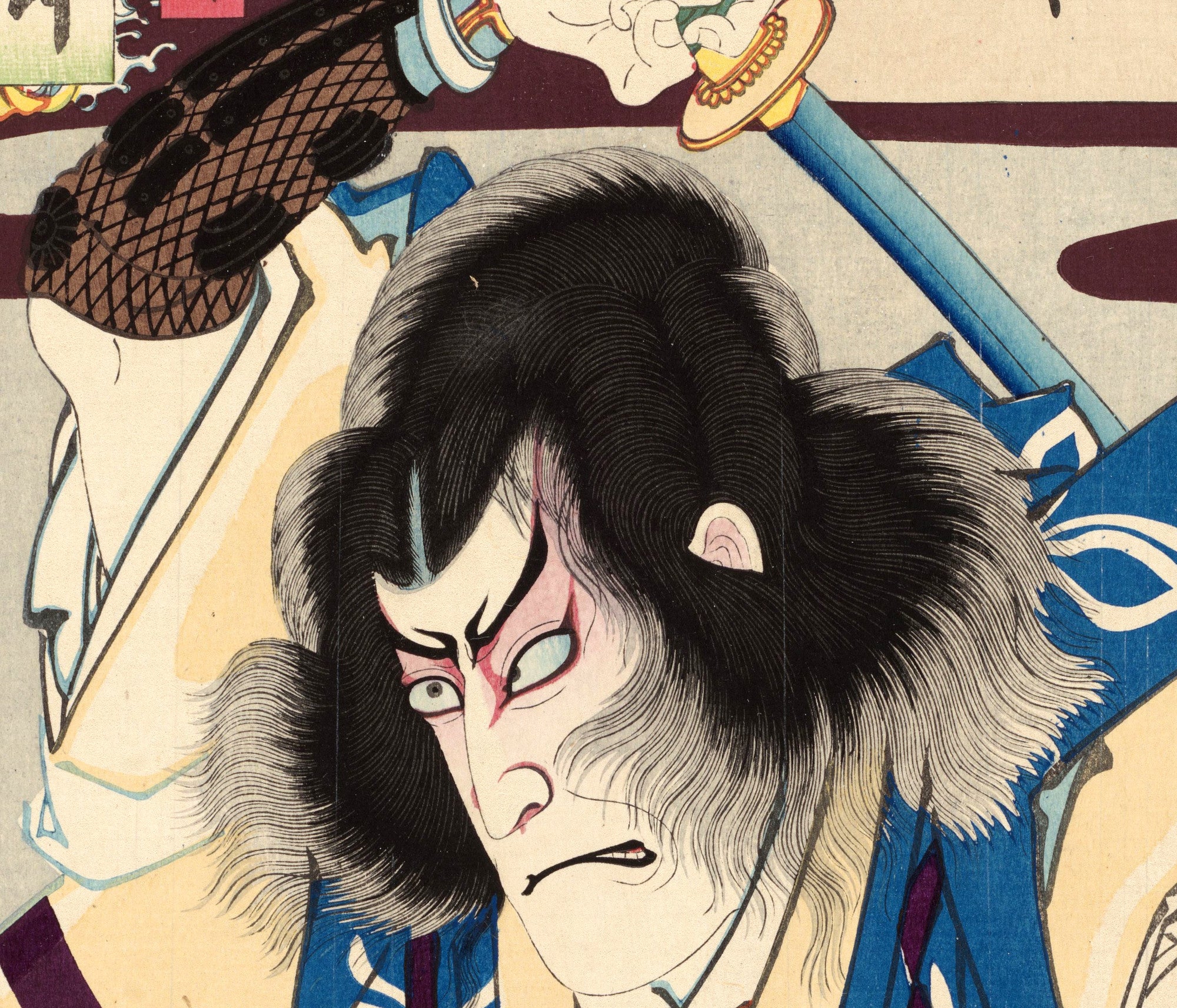 Toyohara Kunichika, Japanese Art Print : One hundred scrolls of Ichikawa Danjuro IX