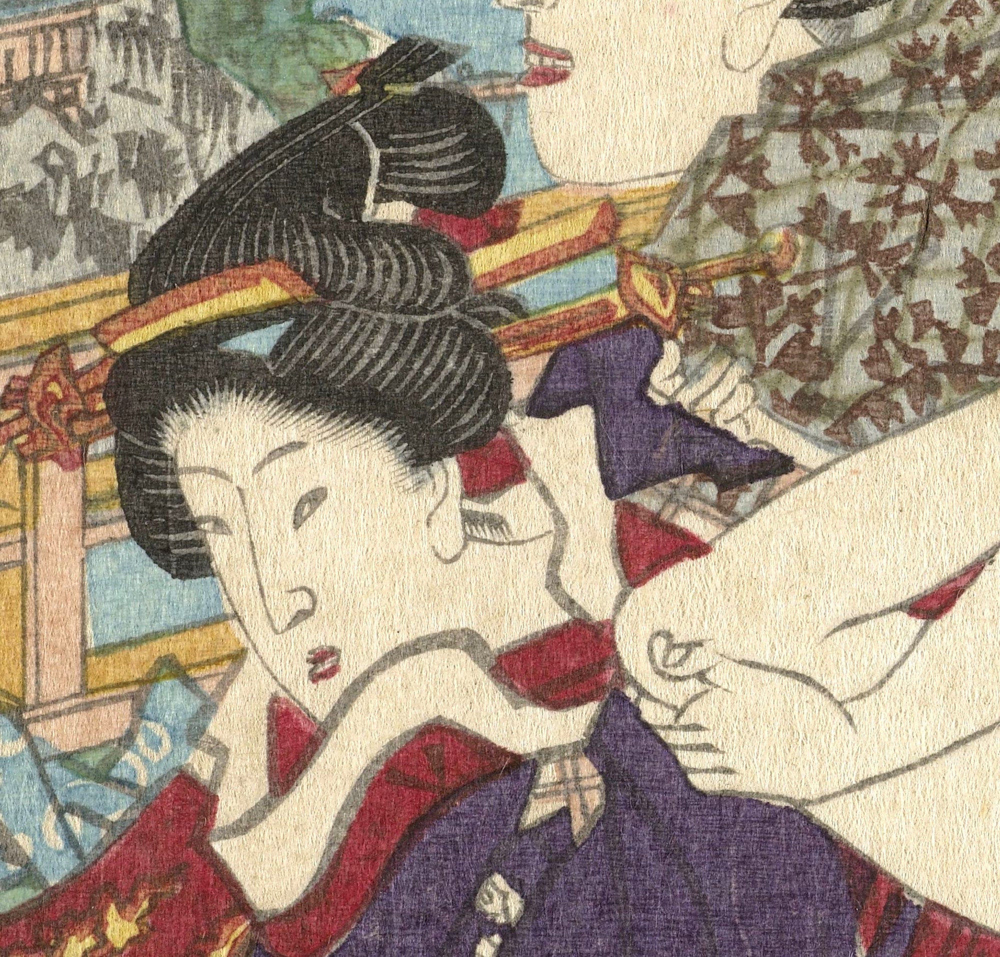 Utagawa Kunisada, Japanese Art Print : Otsu, The erotic road to the capital