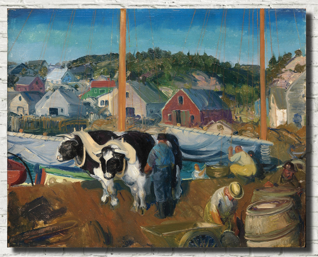 George Bellows Fine Art Print, Ox Team, Wharf at Matinicus