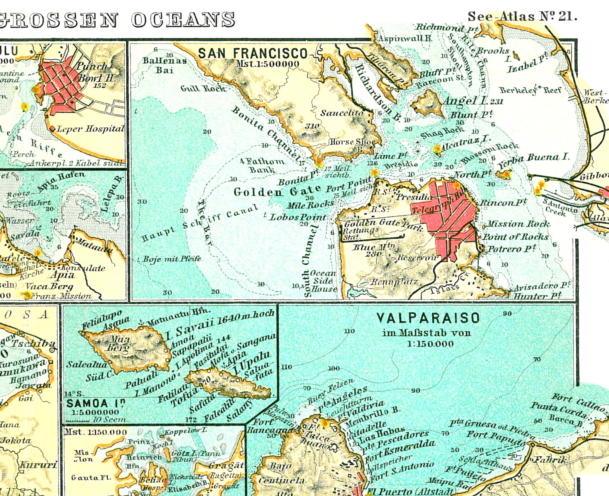 Pacific Ocean Seaports Map 1906