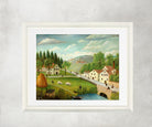 Pastoral Landscape with Stream Fisherman and Strollers, Henri Rousseau Framed Art Print