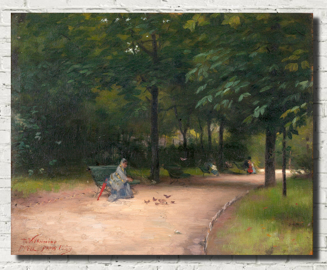 Paul Peel Fine Art Print, Feeding the Birds in the Park