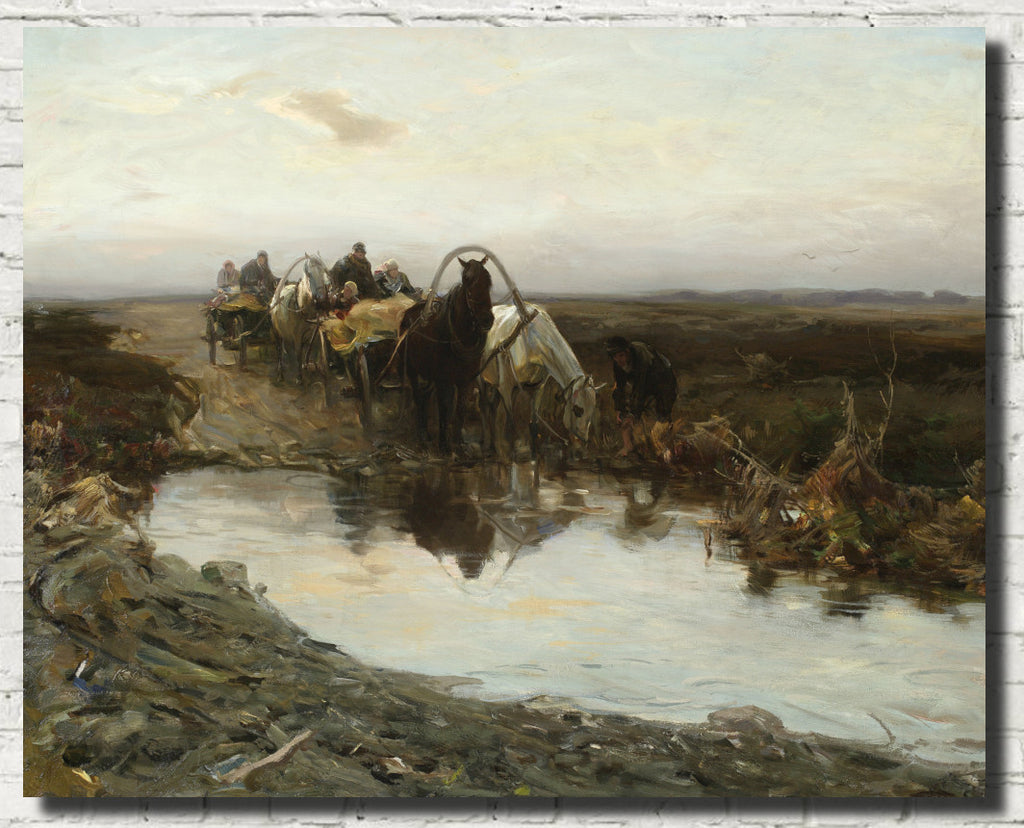 Alfred Kowalski Fine Art Print, Peasant Carts in front of a Puddle