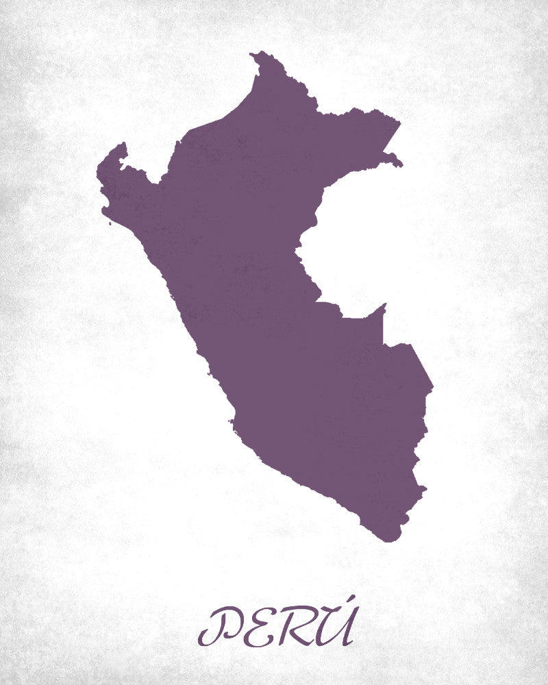 Peru Map Print Outline Wall Map