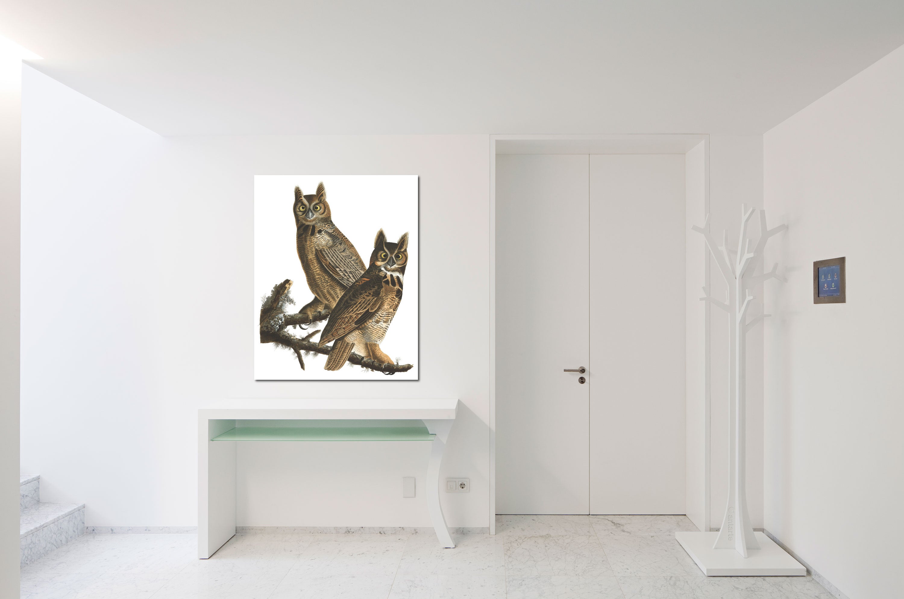 Great Horned Owl Illustration Print Vintage Bird Sketch Art 0421