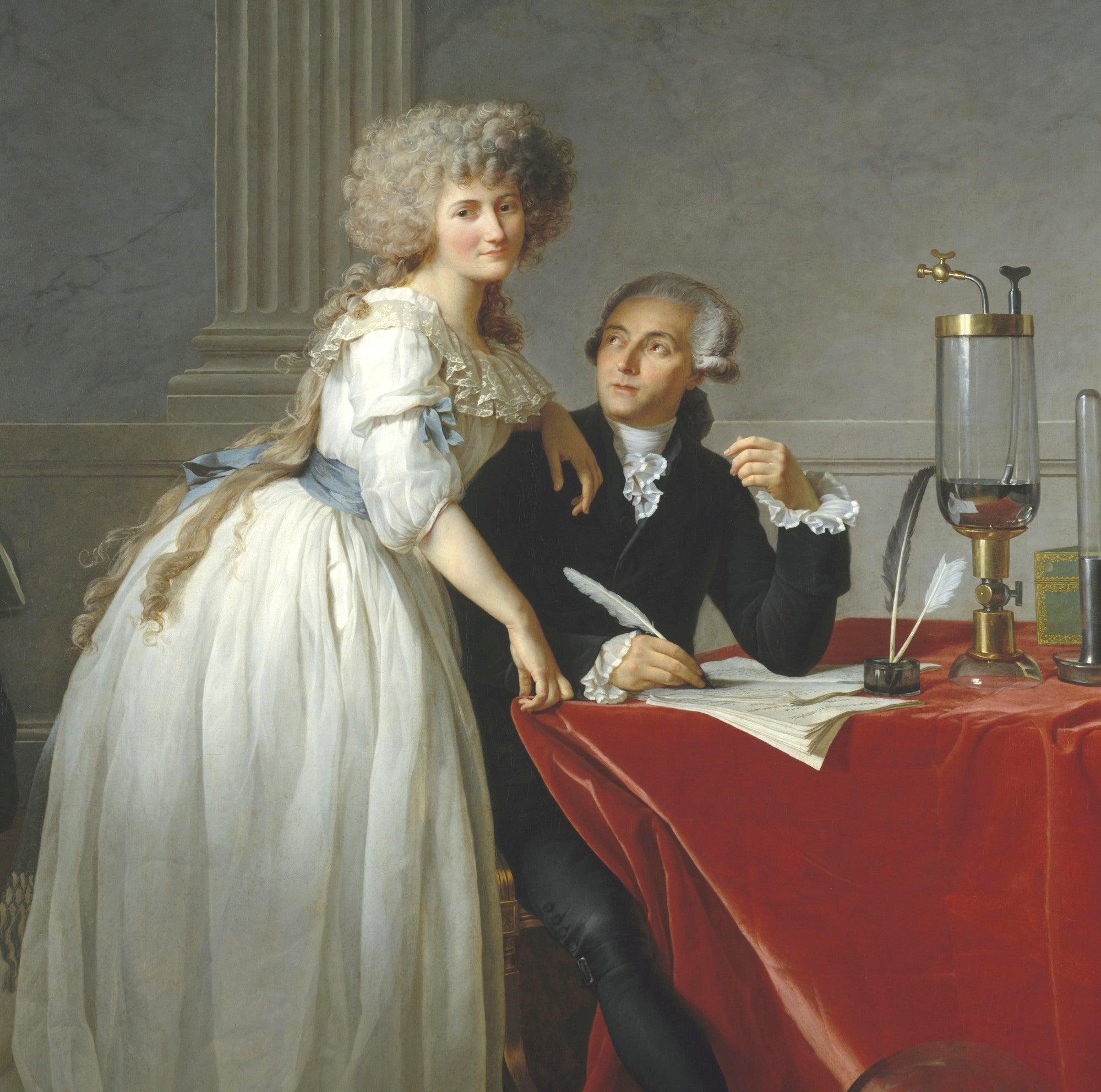 Jacques-Louis David Fine Art Print : Portrait of Monsieur de Lavoisier and his Wife, chemist Marie-Anne Pierrette Paulze