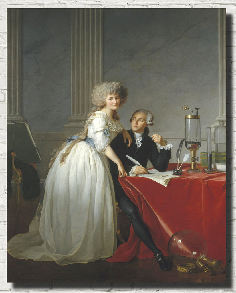 Jacques-Louis David Fine Art Print : Portrait of Monsieur de Lavoisier and his Wife, chemist Marie-Anne Pierrette Paulze