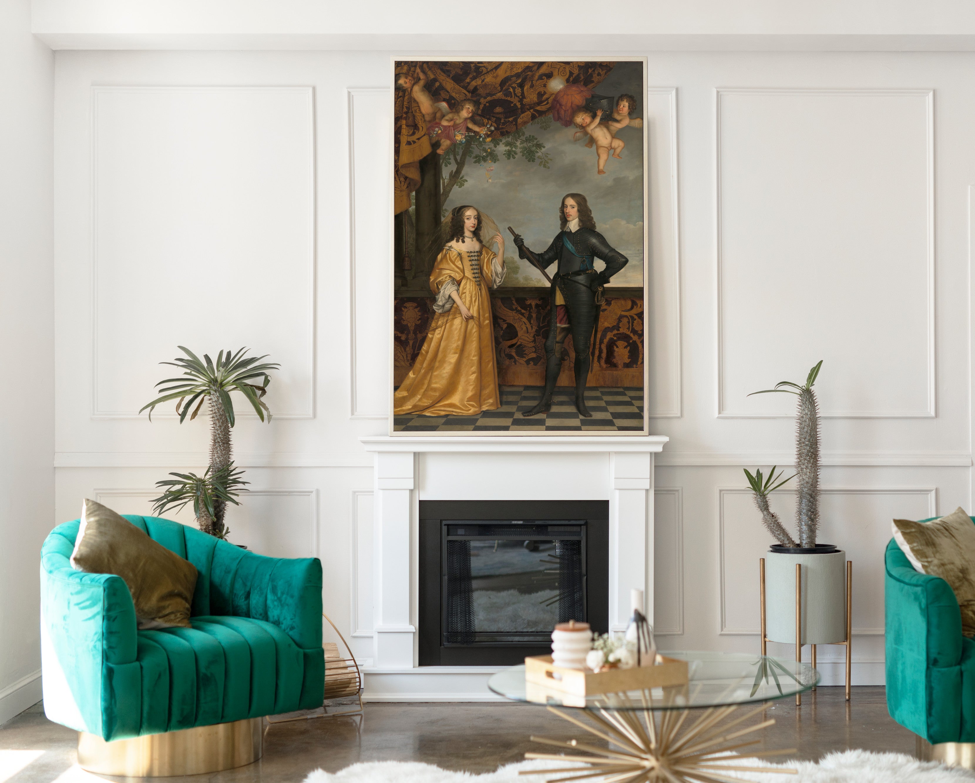 Portrait of Willem II (1626-1650), Prince of Orange, and his Wife Mary Stuart, Gerard van Honthorst Fine Art Print