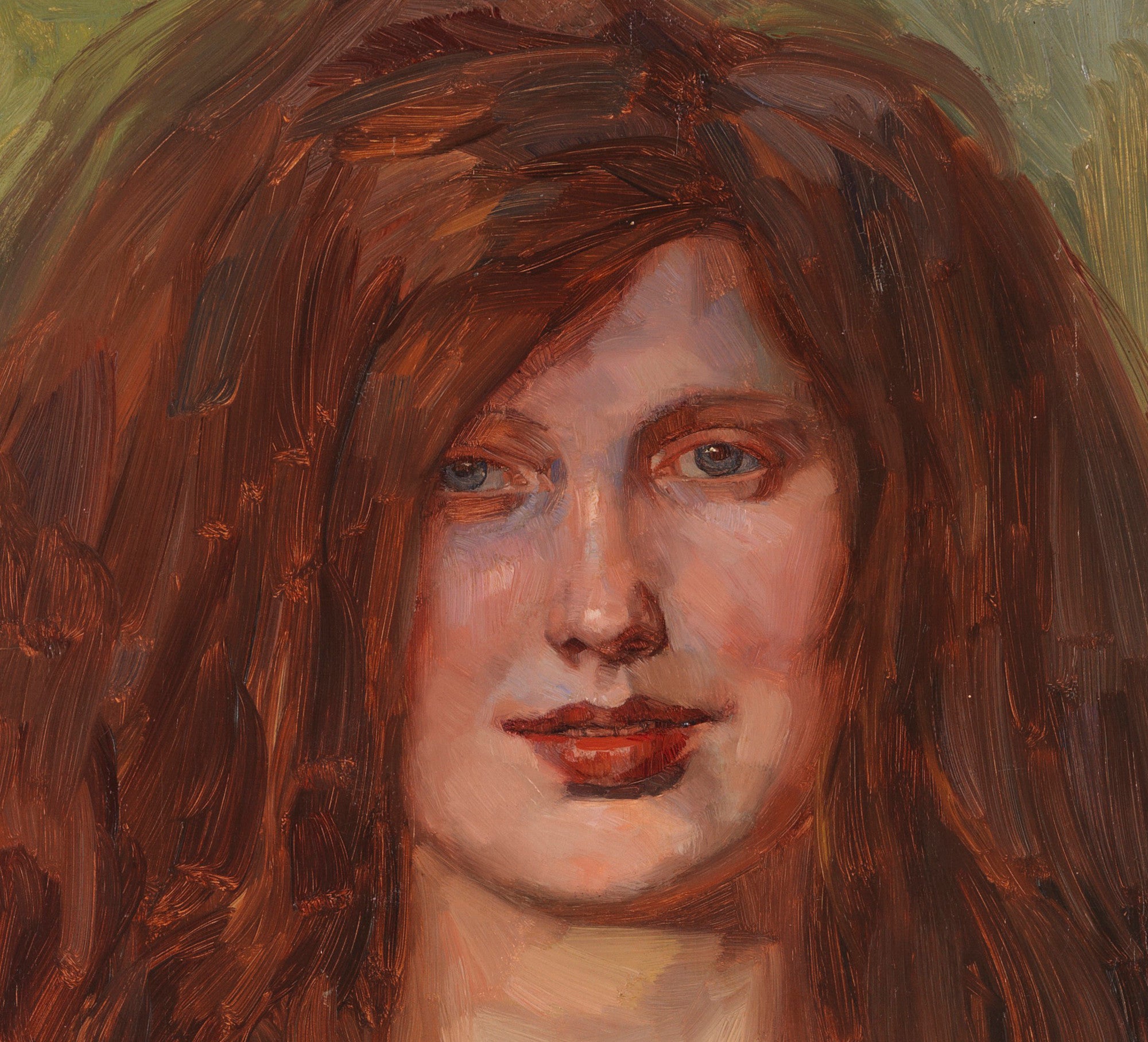 Wilhelm Trubner Fine Art Print, Portrait of Young Girl With Loose Red Hair