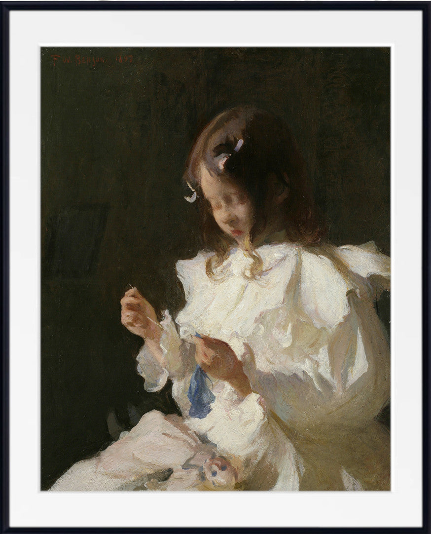 Frank Weston Benson Portrait of a Child Sewing