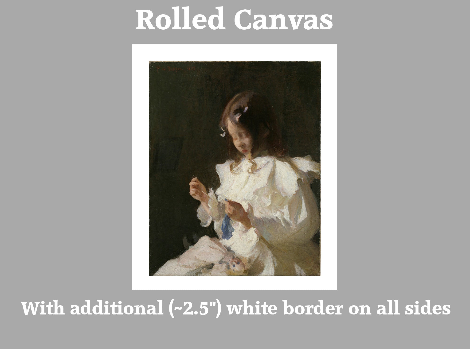 Frank Weston Benson Portrait of a Child Sewing