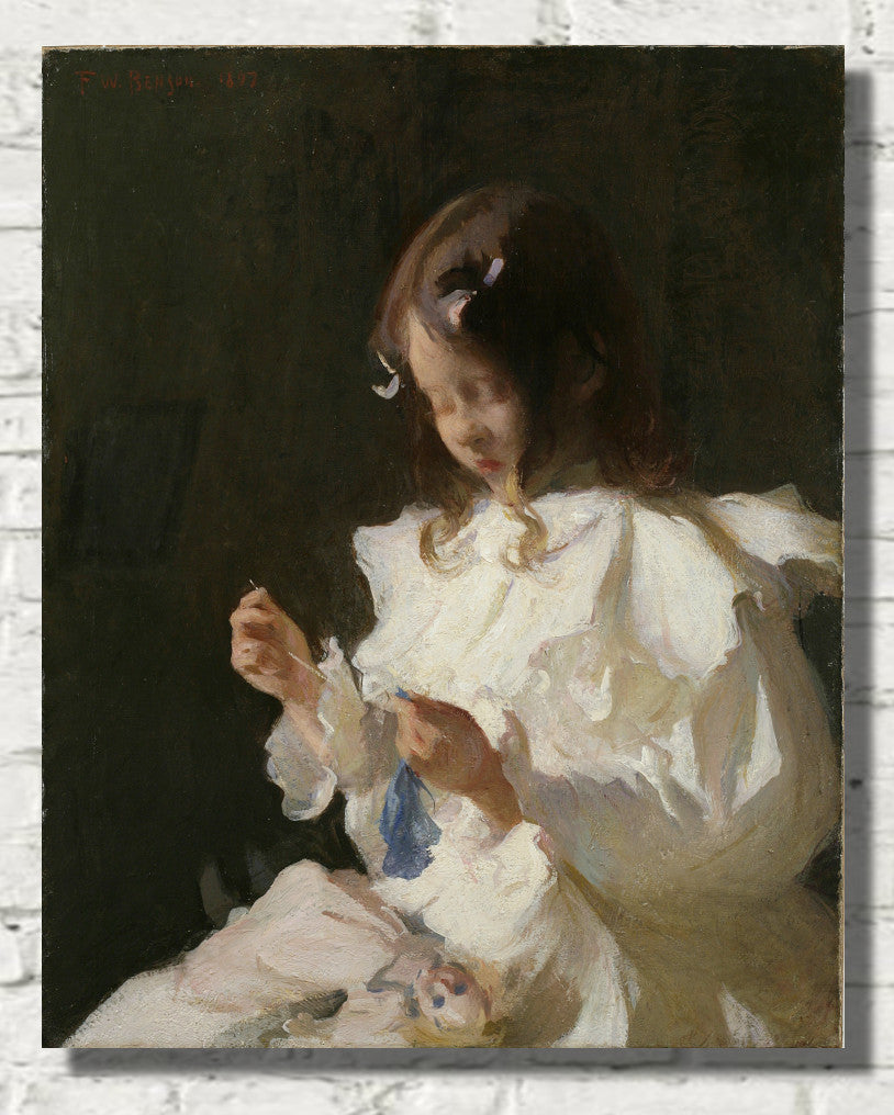 Frank Weston Benson Portrait of a Child Sewing