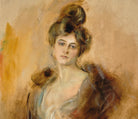 Franz von Lenbach Fine Art Print, Portrait of a Lady with Creole Earrings and a Fur Collar