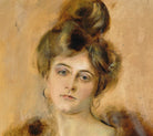 Franz von Lenbach Fine Art Print, Portrait of a Lady with Creole Earrings and a Fur Collar