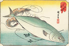 Fish Print Prawn Yellowtail Andō Hiroshige, Japanese Art
