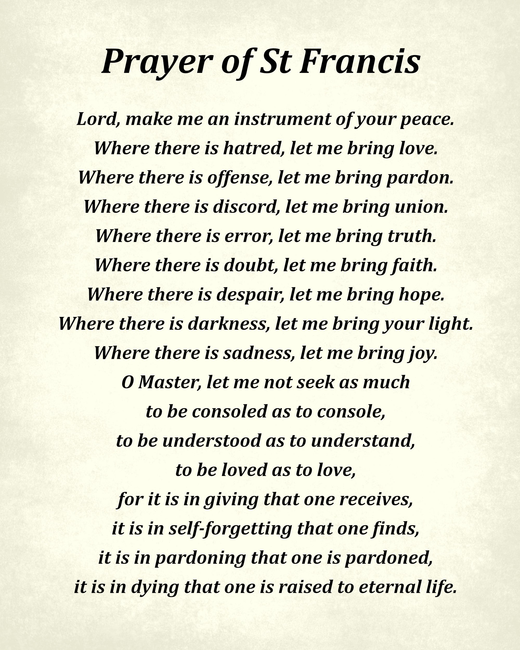 Prayer Of Saint Francis, Religious Typography Print