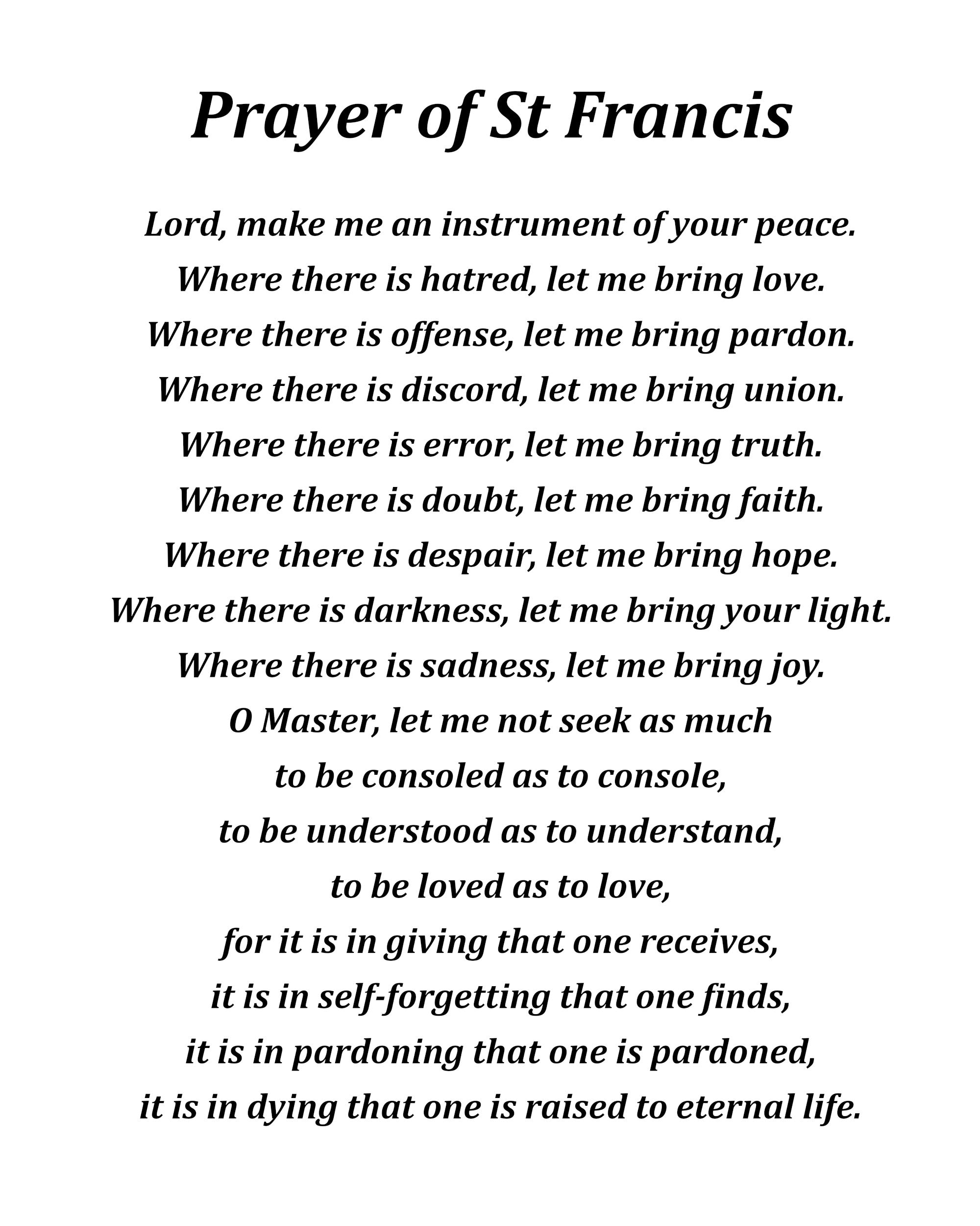 Prayer Of Saint Francis, Religious Typography Print