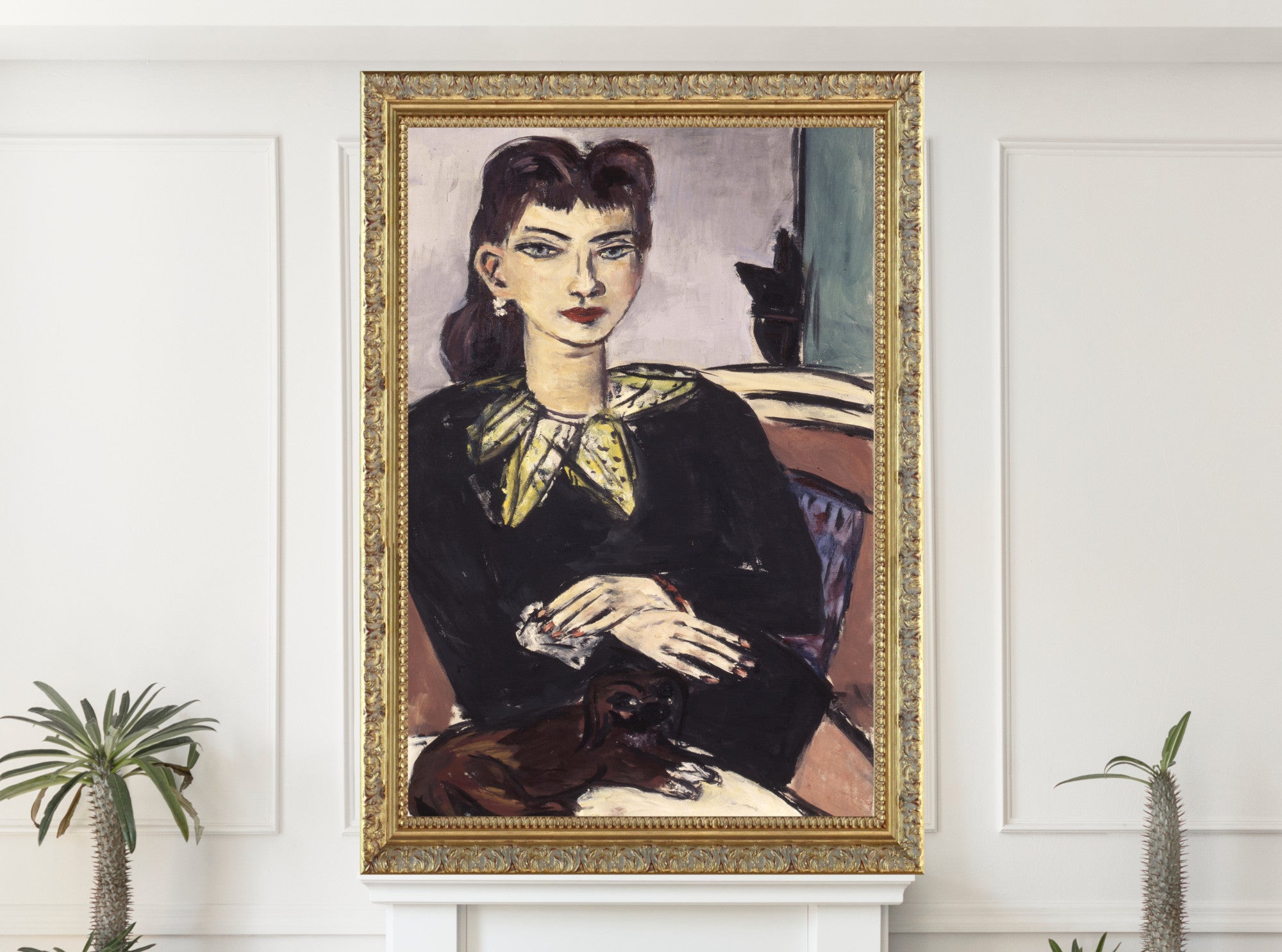 Max Beckmann, Portrait of Quappi with Butchy  - New Objectivity