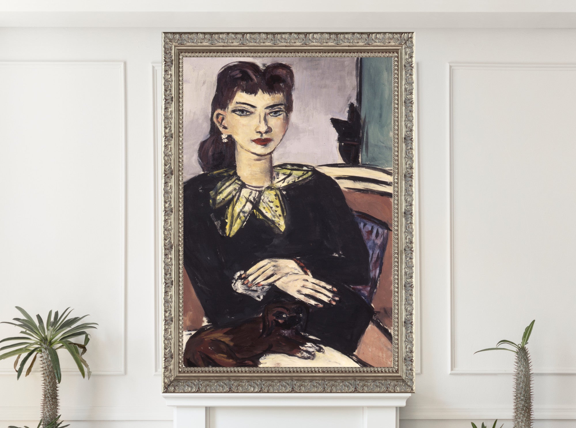 Max Beckmann, Portrait of Quappi with Butchy  - New Objectivity