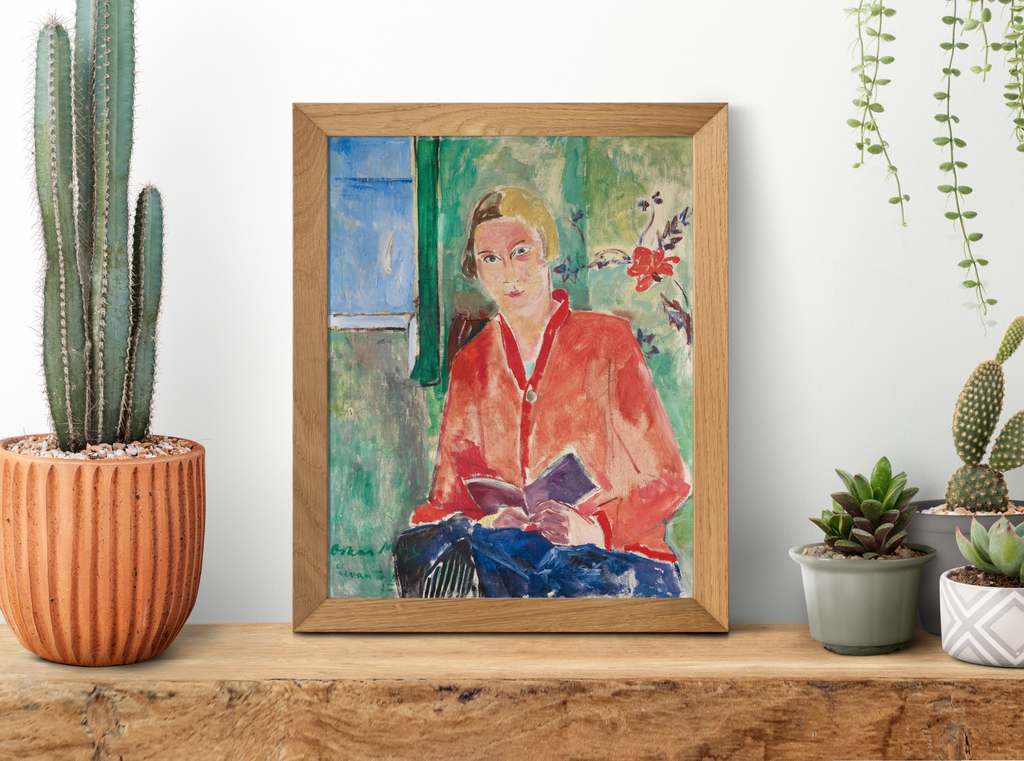 Woman Reading with Red Jacket, Oskar Moll