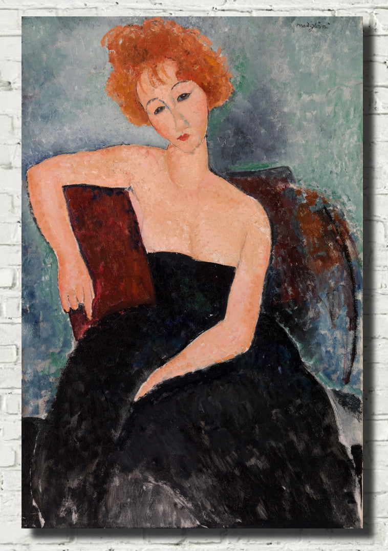 Amedeo Modigliani Fine Art Print : Redheaded Girl in Evening Dress