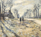 Claude Monet Fine Art Print, Road, snow effect, setting sun