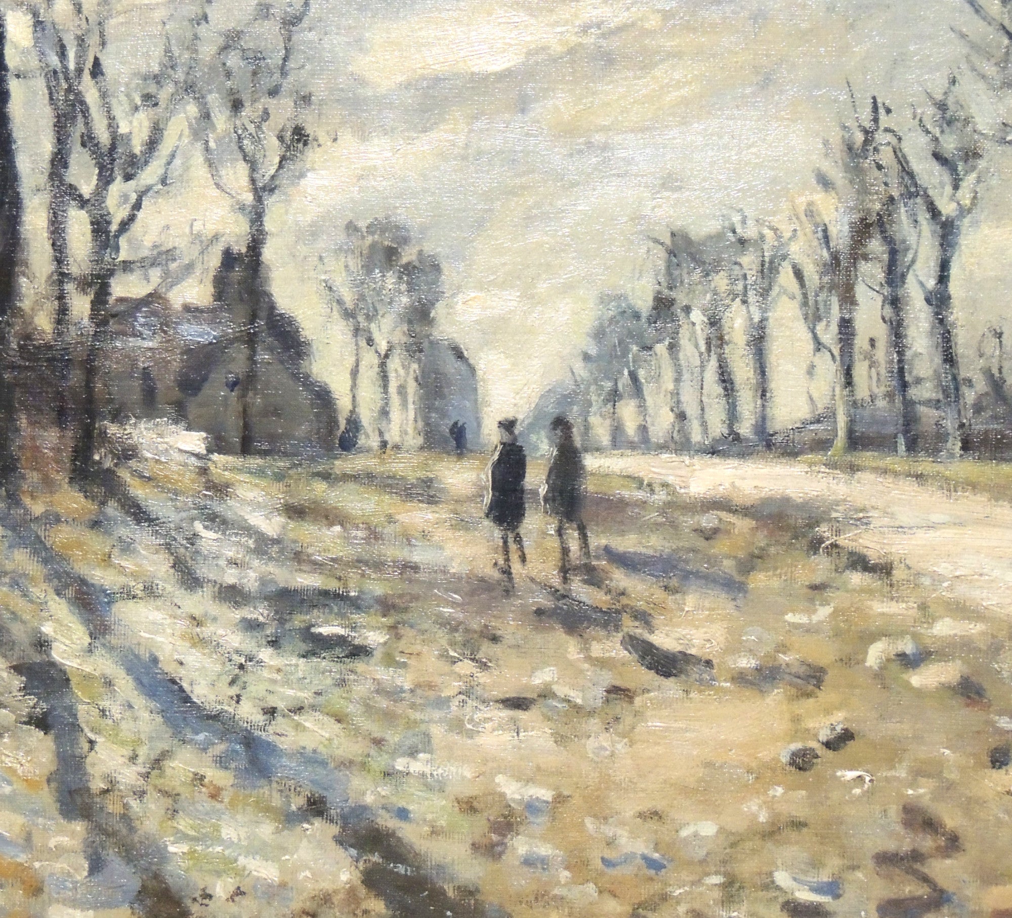 Claude Monet Fine Art Print, Road, snow effect, setting sun