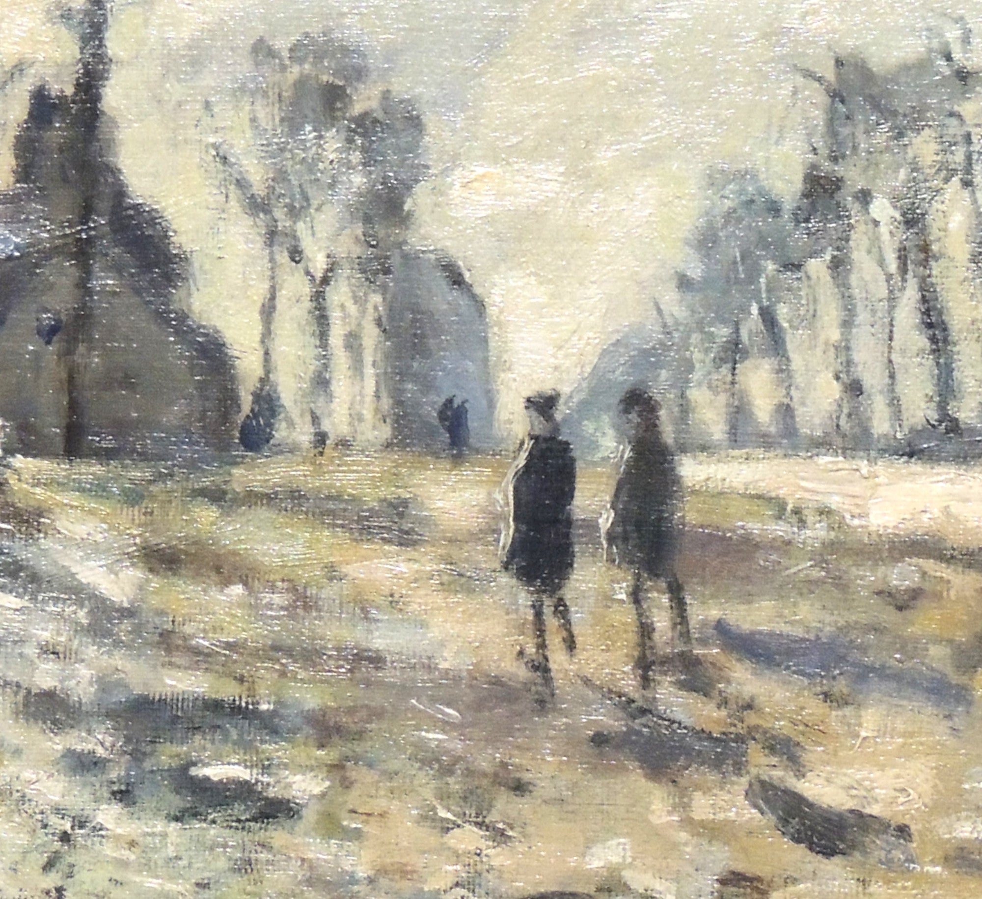 Claude Monet Fine Art Print, Road, snow effect, setting sun