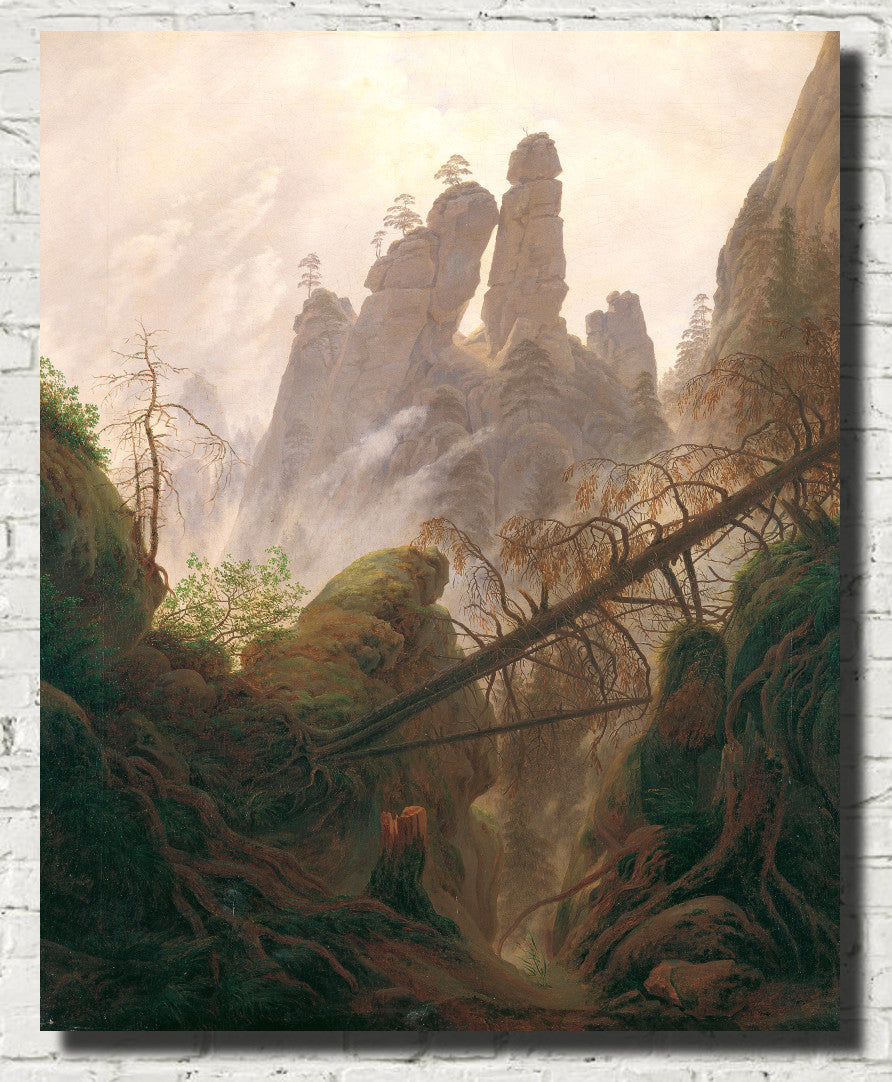 Rocky landscape Elbe Mountains, Casper David Friedrich Fine Art Print