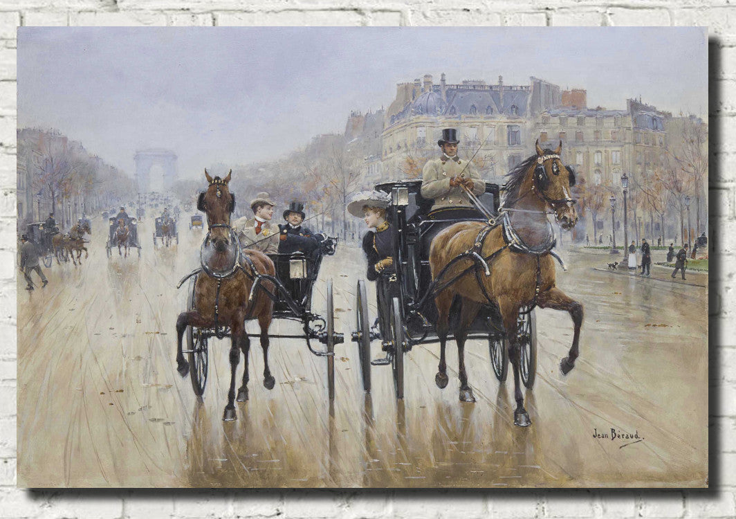 Jean Béraud Impressionist Fine Art Print, Rond-Point des Champs-Élysées