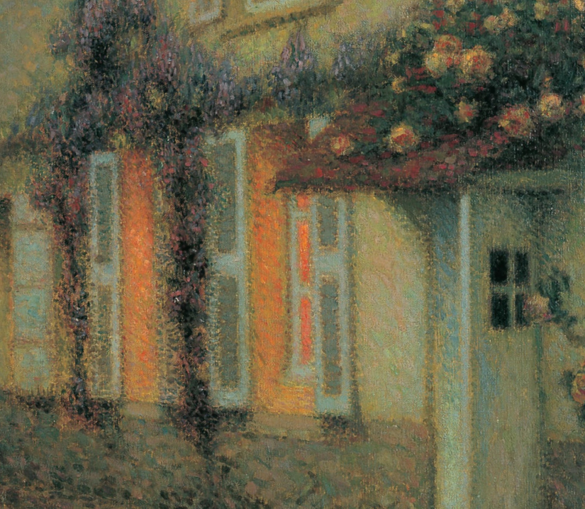 Henri Le Sidaner Fine Art Print, Roses and Wisterias on the House