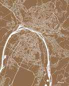Rouen City Street Map Print Feature Wall Art Poster