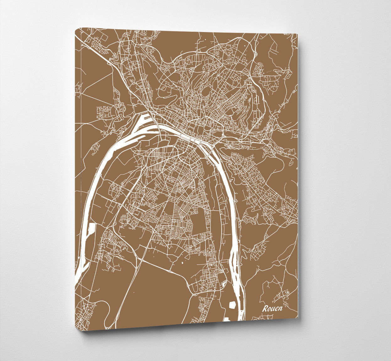Rouen City Street Map Print Feature Wall Art Poster