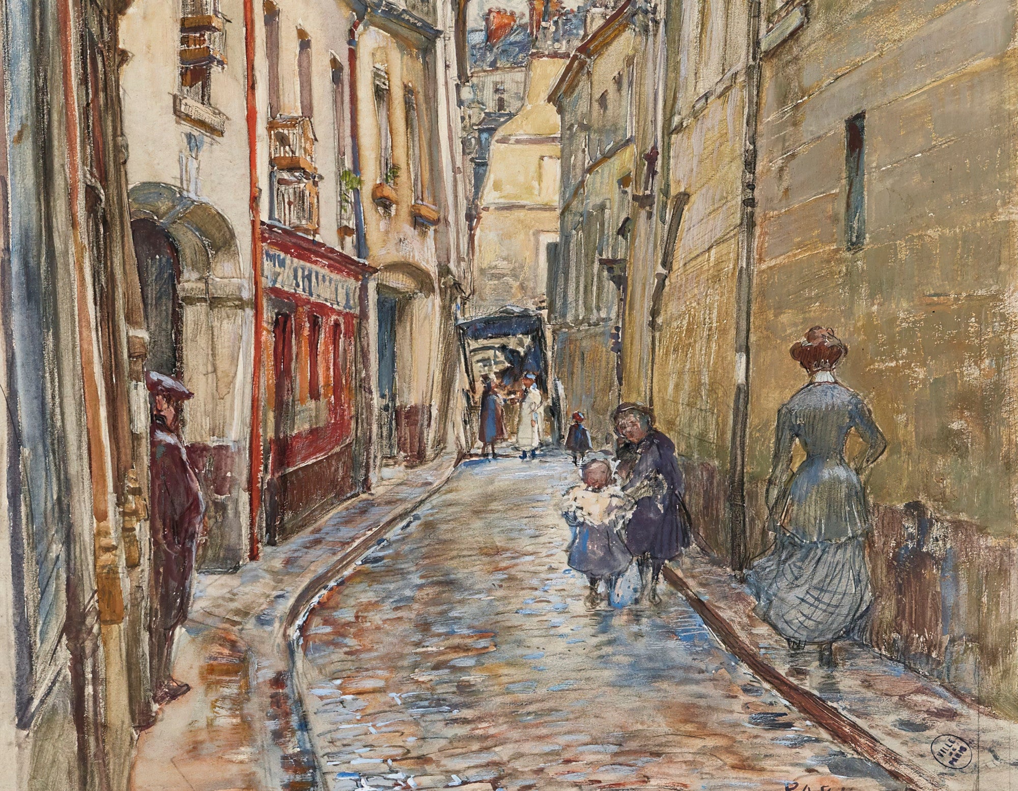 Frederic Anatole Houbron Fine Art Print, Rue Chanoinesse, in 1905. 4th arrondissement
