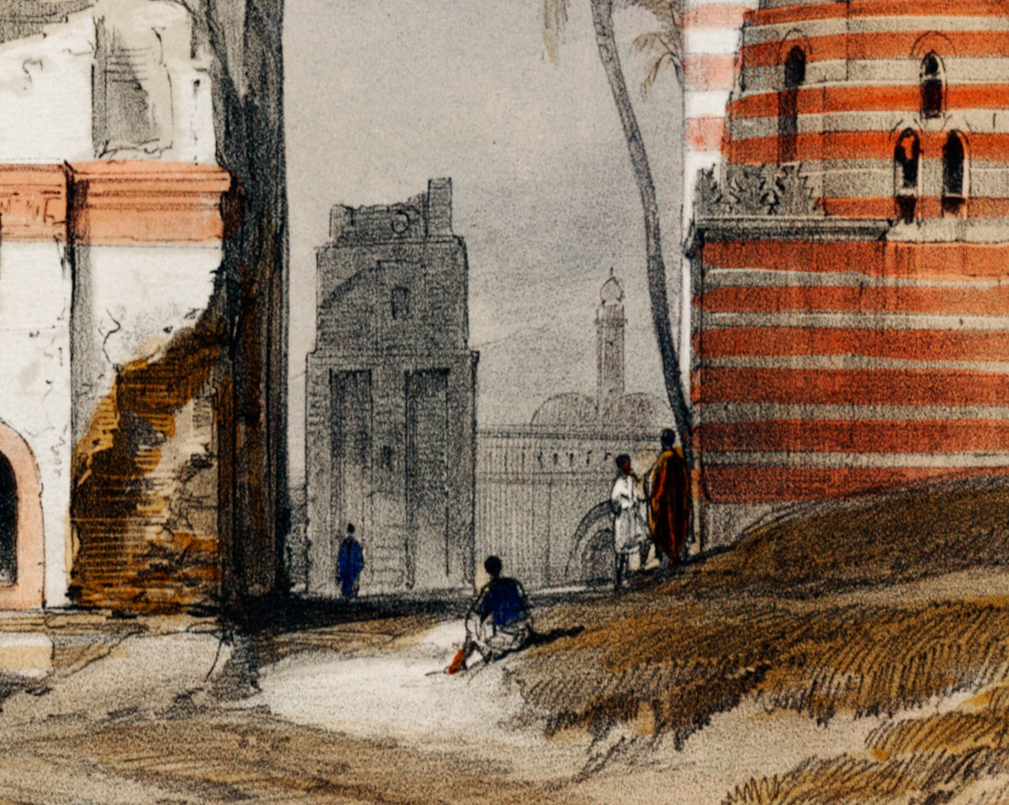 Ruined mosques in the desert west of the Citadel, David Roberts Fine Art Print
