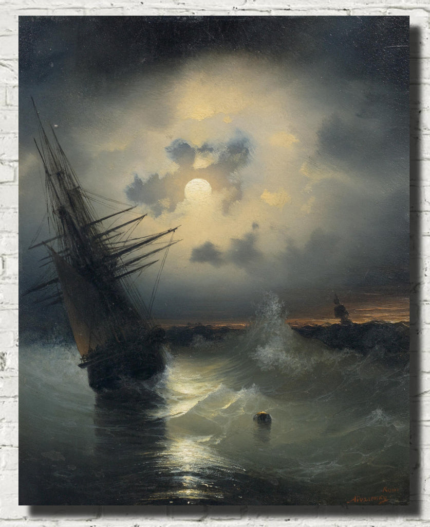 Ivan Aivazovsky Fine Art Print, Sailing Ship by Moonlight