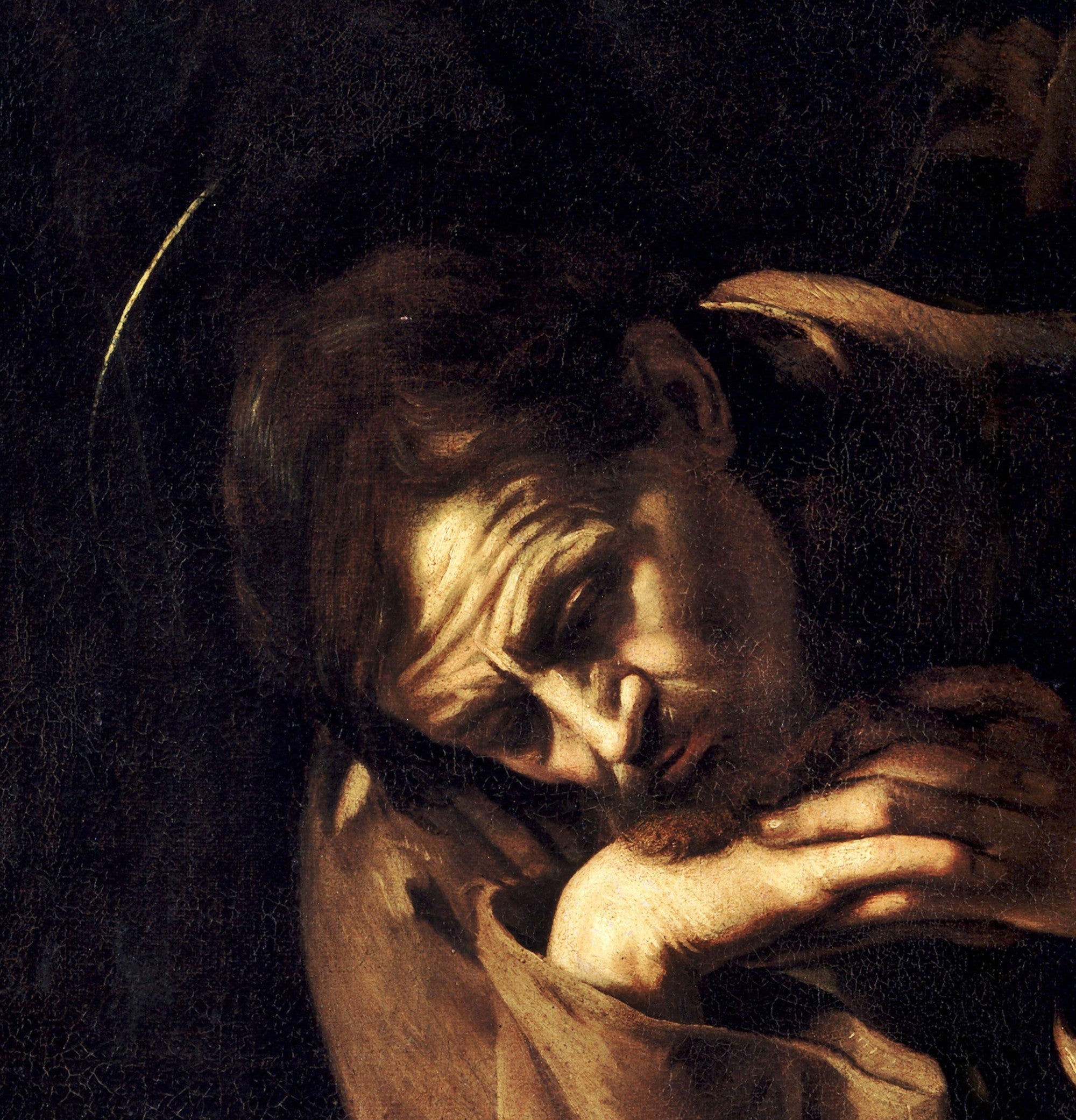 Caravaggio Baroque Fine Art Print, Saint Francis in Meditation