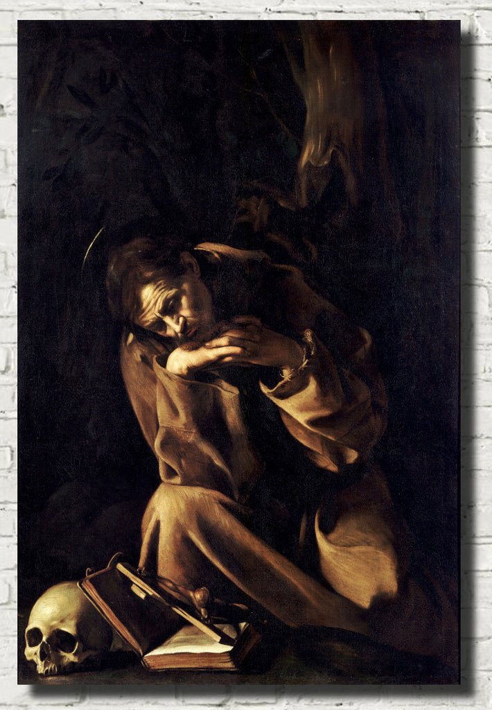 Caravaggio Baroque Fine Art Print, Saint Francis in Meditation