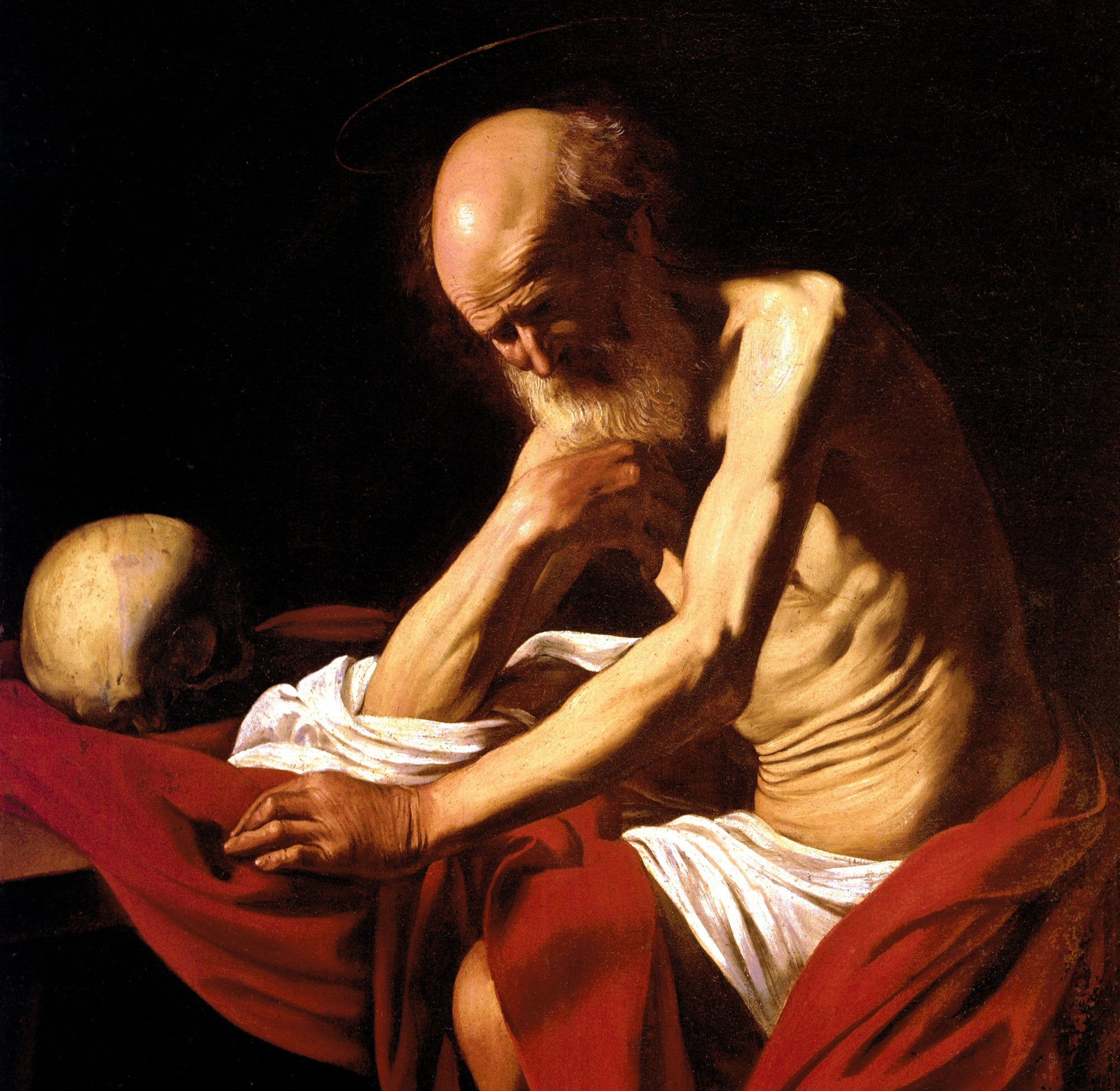 Caravaggio Baroque Fine Art Print, Saint Jerome penitent
