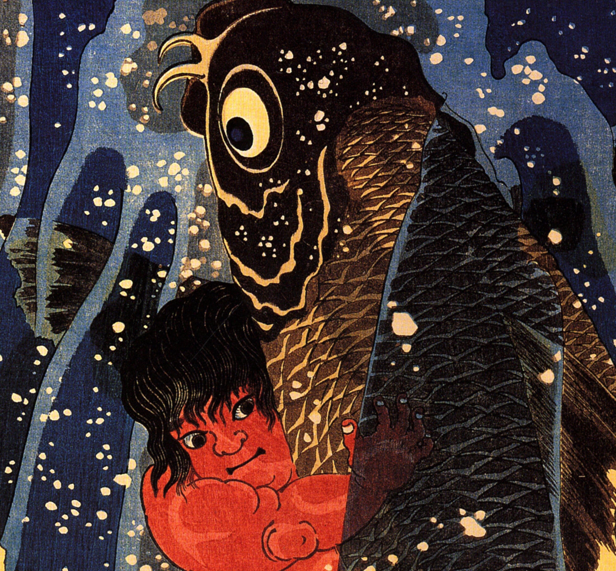 Utagawa Kuniyoshi, Japanese Fine Art Print, Sakata Kaidomaru struggling with a huge carp under a waterfall