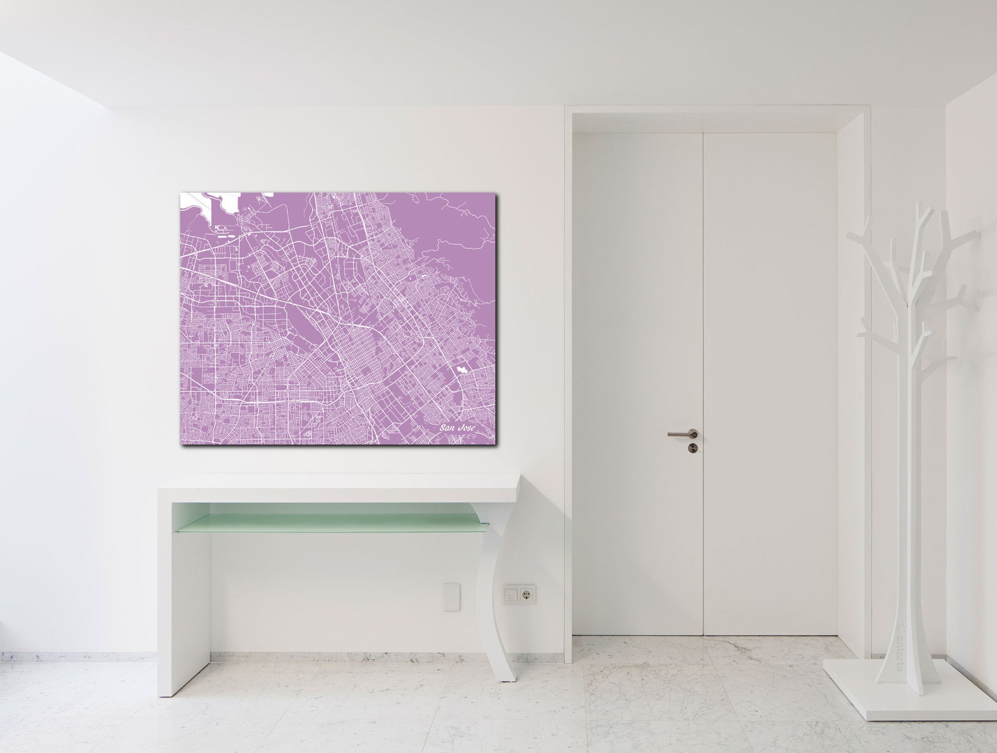 San Jose City Street Map Print Feature Wall Art Poster