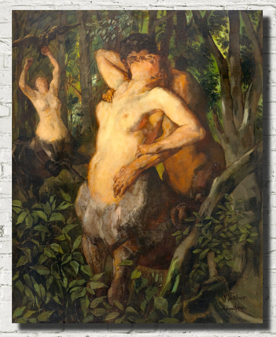 Wilhelm Trubner Fine Art Print, Satyr and Centaur