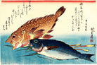 Fish Print Red Scorpion Fish Isaki Andō Hiroshige, Japanese Art